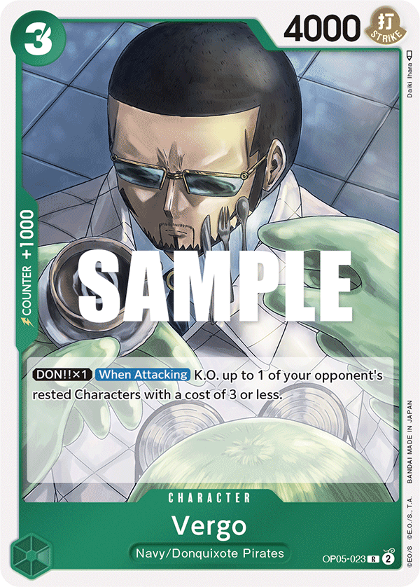 Carte Vergo OP05-023 Rare — One Piece TCG OP-05 Awakening of the New Era (Bandai)