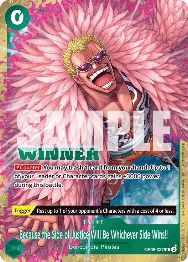 Carte La justice est toujours du côté des vainqueurs !! OP05-037_p2 Rare Alt Art — One Piece TCG PROMO-OP-05 Promos: Awakening of the New Era (Bandai)