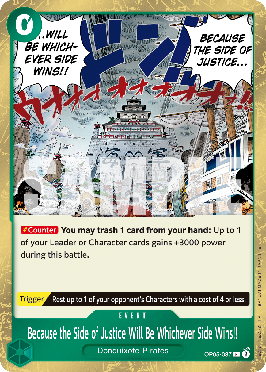 Carte La justice est toujours du côté des vainqueurs&nbsp;!! OP05-037_r1 Rare Serial — One Piece TCG PRB-02 The Best Vol. 2 (Bandai)