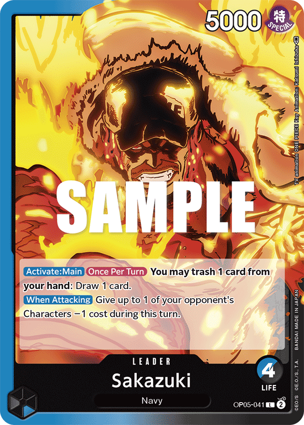 Carte Sakazuki OP05-041 Leader — One Piece TCG OP-05 (Bandai)