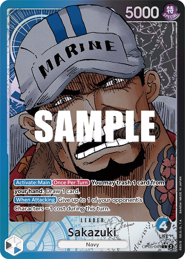 Carte Sakazuki OP05-041_p1 Leader — One Piece TCG OP-05 (Bandai)