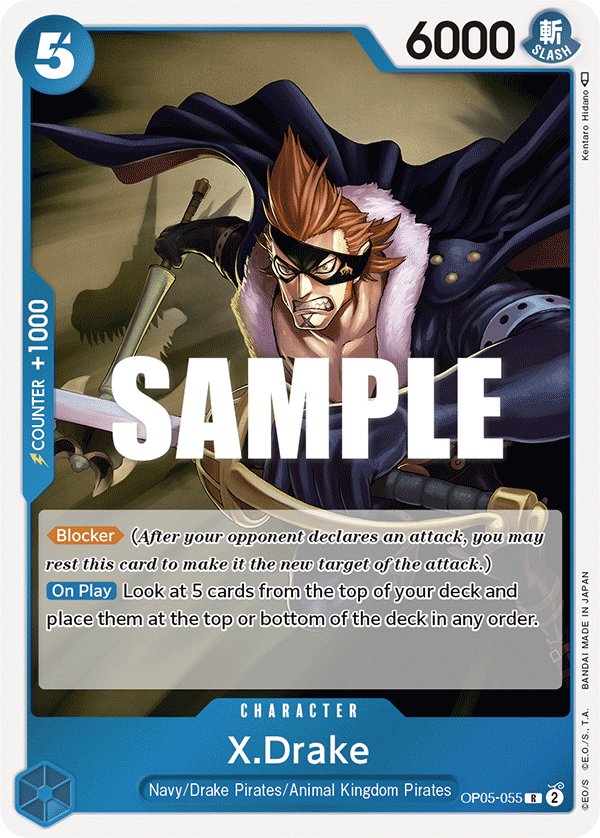 Carte X.Drake OP05-055 Rare — One Piece TCG OP-05 Awakening of the New Era (Bandai)