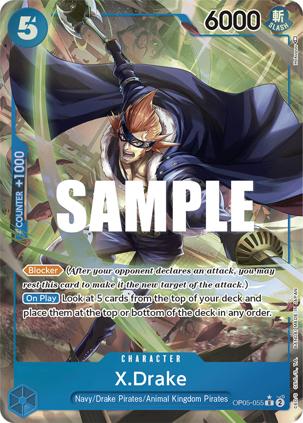 Carte X.Drake OP05-055_p1 Rare Alt Art — One Piece TCG OP-05 Awakening of the New Era (Bandai)