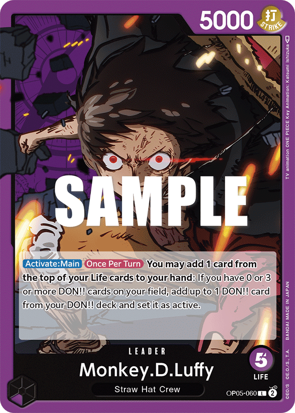 Carte Monkey.D.Luffy OP05-060 Leader — One Piece TCG OP-05 (Bandai)