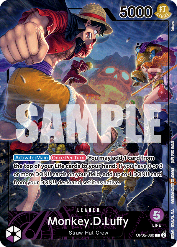 Carte Monkey D. Luffy OP05-060_p2 Leader Alt Art — One Piece TCG PROMO-OP-05 Promos: Awakening of the New Era (Bandai)