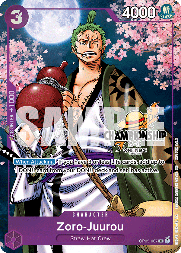 Carte Zoro-Juurou OP05-067_p6 Rare — One Piece TCG PROMO-OP-05 (Bandai)