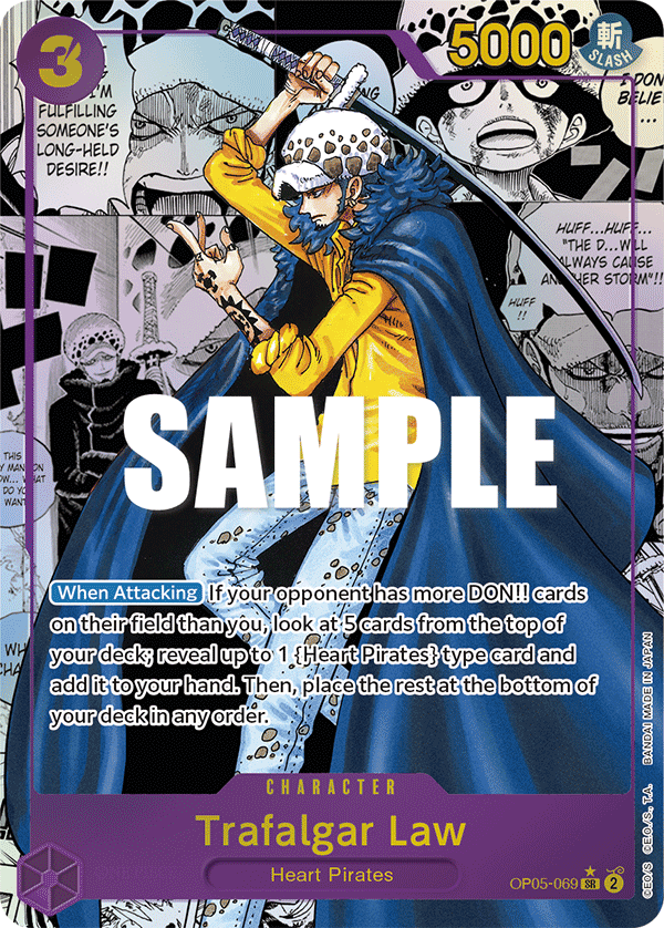 Carte Manga Rare Trafalgar Law OP05-069_p2 Super Rare — One Piece TCG OP-05 Awakening of the New Era (Bandai)