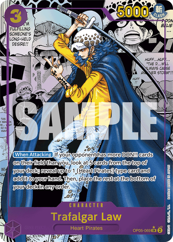 Carte Trafalgar Law OP05-069_r1 Super Rare Serial — One Piece TCG PRB-01 The Best (Bandai)