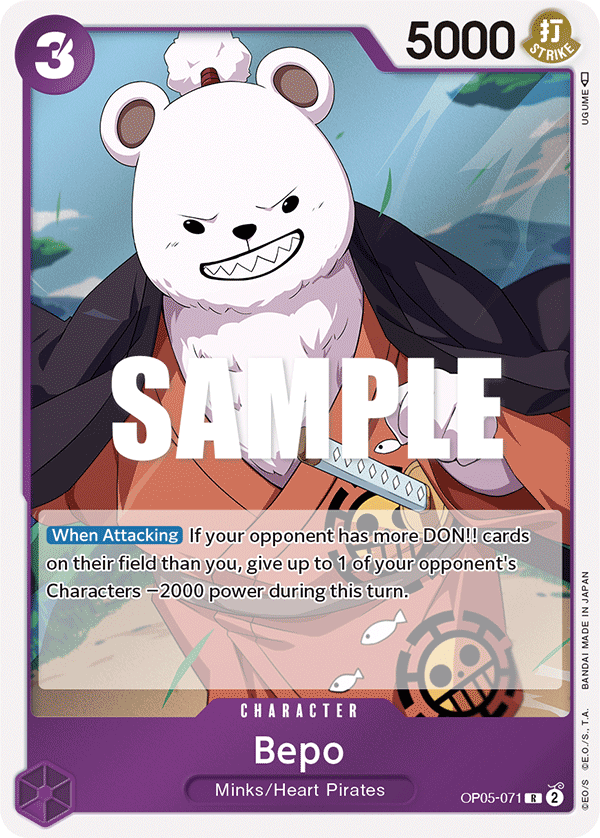 Carte Bepo OP05-071 Rare — One Piece TCG OP-05 Awakening of the New Era (Bandai)