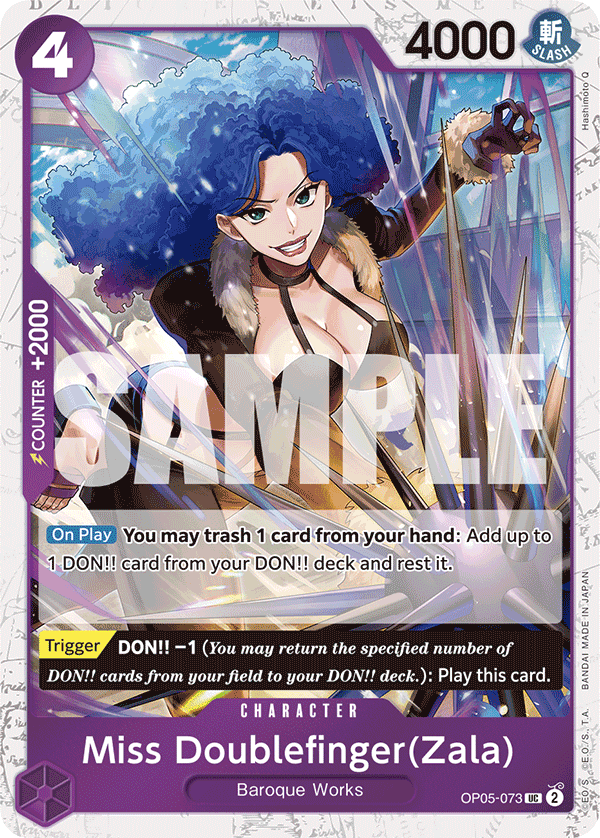 Carte Miss Doublefinger (Zala) OP05-073_p2 Uncommon Alt Art — One Piece TCG PRB-01 The Best (Bandai)