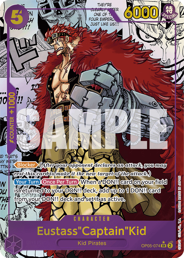 Carte Eustass"Captain"Kid OP05-074_r2 Super Rare Serial — One Piece TCG PRB-01 The Best (Bandai)