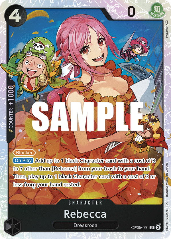 Carte Rebecca OP05-091 Super Rare — One Piece TCG OP-05 Awakening of the New Era (Bandai)