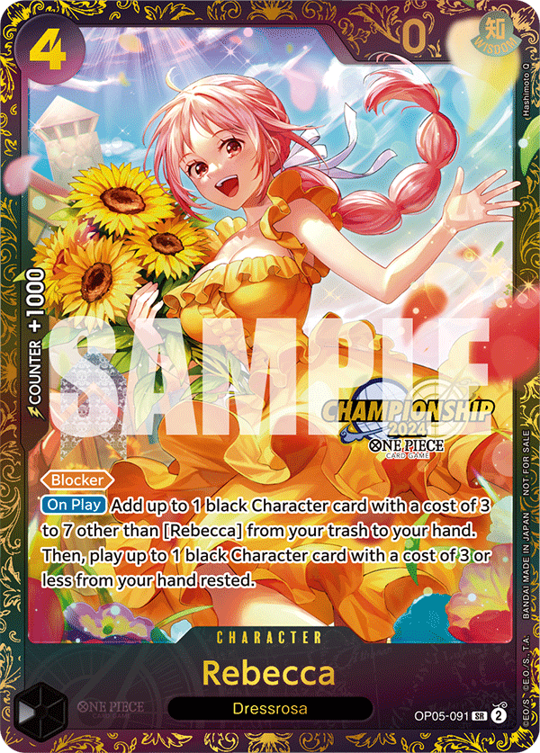 Carte Rebecca OP05-091_p3 Super Rare Alt Art — One Piece TCG PROMO-OP-05 Promos: Awakening of the New Era (Bandai)