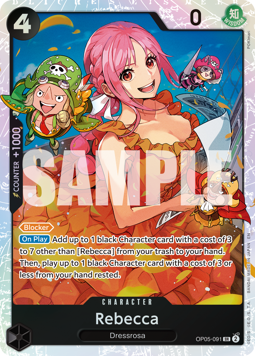 Carte Rebecca OP05-091_r1 Super Rare Serial — One Piece TCG PRB-02 The Best Vol. 2 (Bandai)