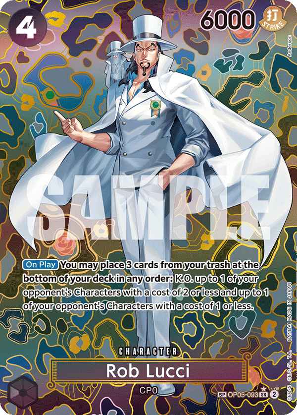 Carte Rob Lucci OP05-093_p2 Special Alt Art — One Piece TCG OP-09 Emperors in the New World (Bandai)