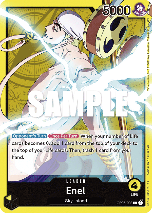 Carte Enel OP05-098 Leader — One Piece TCG OP-05 Awakening of the New Era (Bandai)