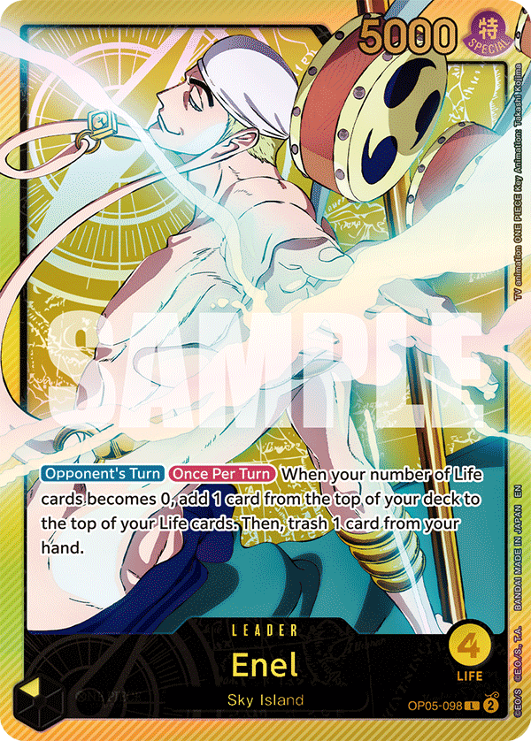 Carte Enel OP05-098_p2 Leader Alt Art — One Piece TCG EB-02 Anime 25th Collection (Bandai)