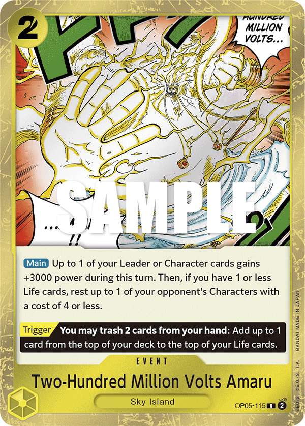 Carte Two-Hundred Million Volts Amaru OP05-115 Rare — One Piece TCG OP-05 Awakening of the New Era (Bandai)