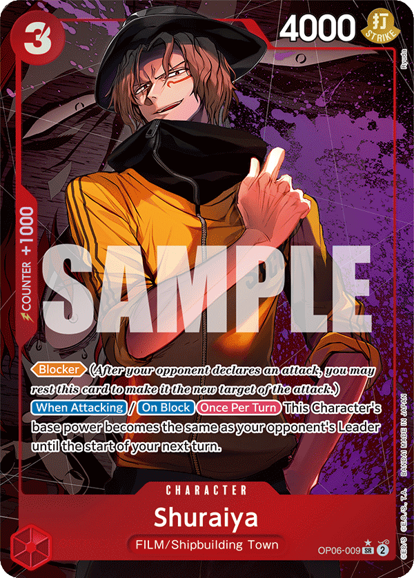 Carte Shuraiya OP06-009_p1 Super Rare Alt Art — One Piece TCG OP-06 Wings of the Captain (Bandai)