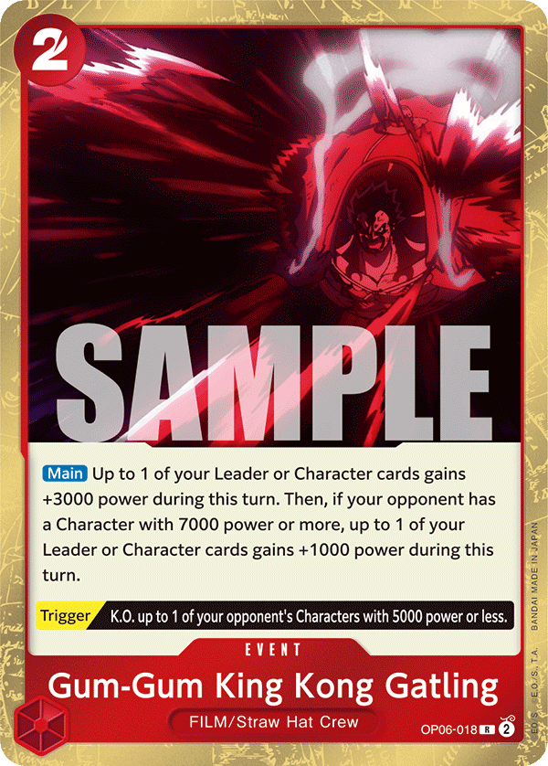 Carte Gum-Gum King Kong Gatling OP06-018 Rare — One Piece TCG OP-06 Wings of the Captain (Bandai)