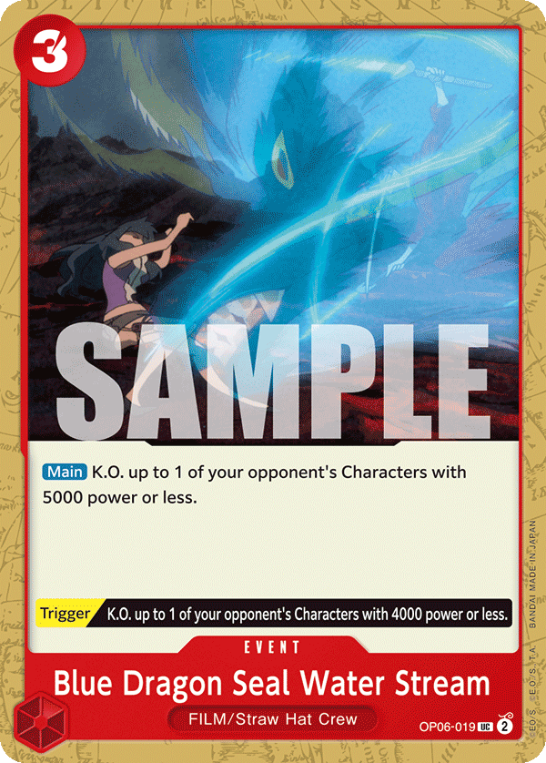 Carte Blue Dragon Seal Water Stream OP06-019 Uncommon — One Piece TCG OP-06 Wings of the Captain (Bandai)