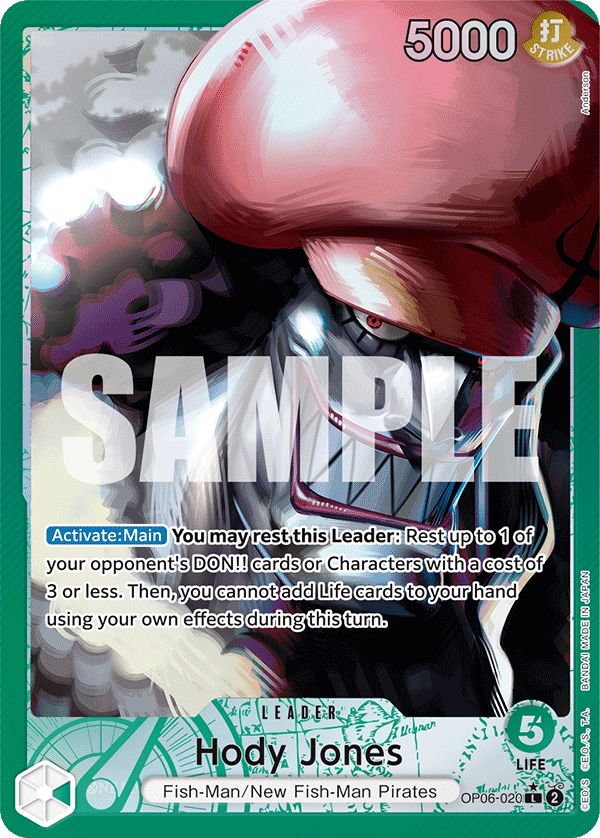 Carte Hody Jones OP06-020_p1 Leader Alt Art — One Piece TCG OP-06 Wings of the Captain (Bandai)