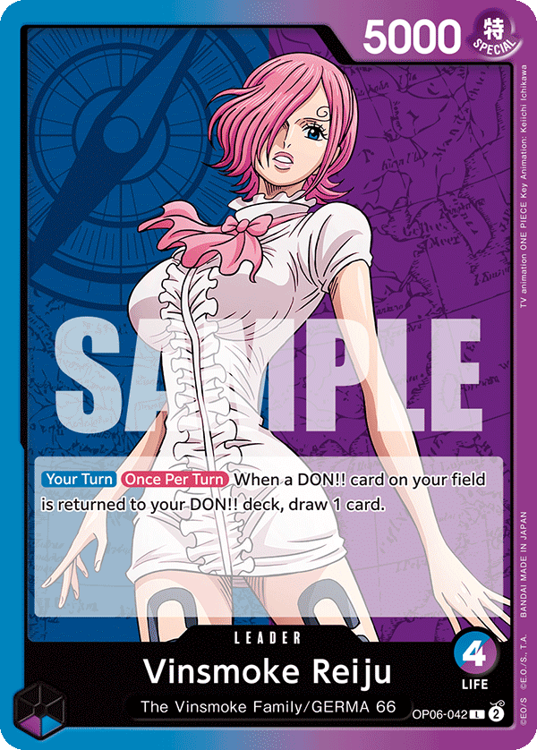 Carte Vinsmoke Reiju OP06-042 Leader — One Piece TCG OP-06 (Bandai)