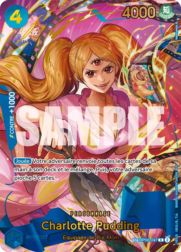Carte Charlotte Pudding OP06-047_p3 Rare Alt Art — One Piece TCG OP-06 Wings of the Captain (Bandai)