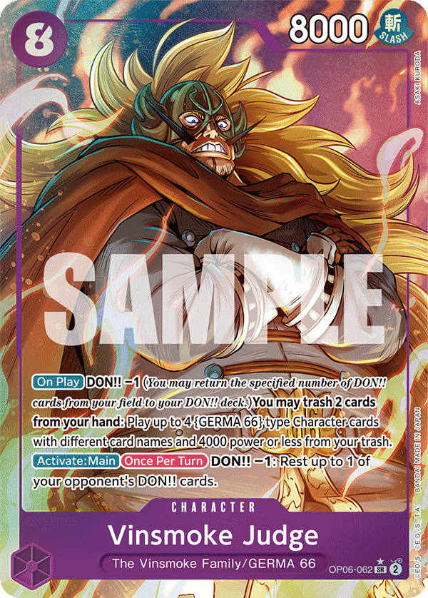 Carte Vinsmoke Judge OP06-062_p1 Super Rare Alt Art — One Piece TCG OP-06 Wings of the Captain (Bandai)