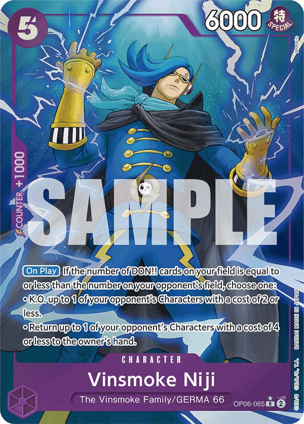 Carte Niji Vinsmoke OP06-065_p3 Rare Alt Art — One Piece TCG PRB-01 The Best (Bandai)