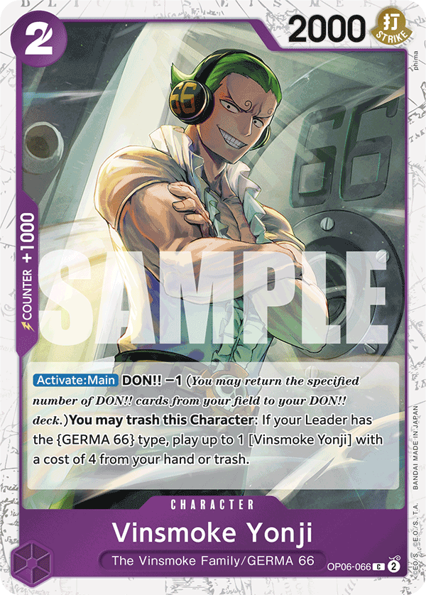 Carte Yonji Vinsmoke OP06-066_p2 Common Alt Art — One Piece TCG PRB-01 The Best (Bandai)