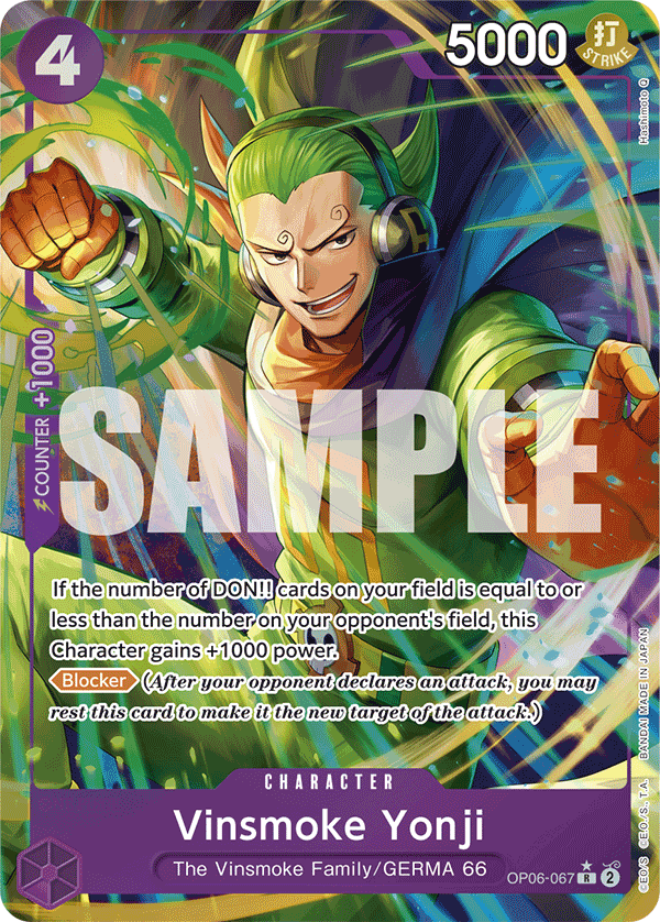 Carte Yonji Vinsmoke OP06-067_p4 Rare Alt Art — One Piece TCG PRB-01 The Best (Bandai)