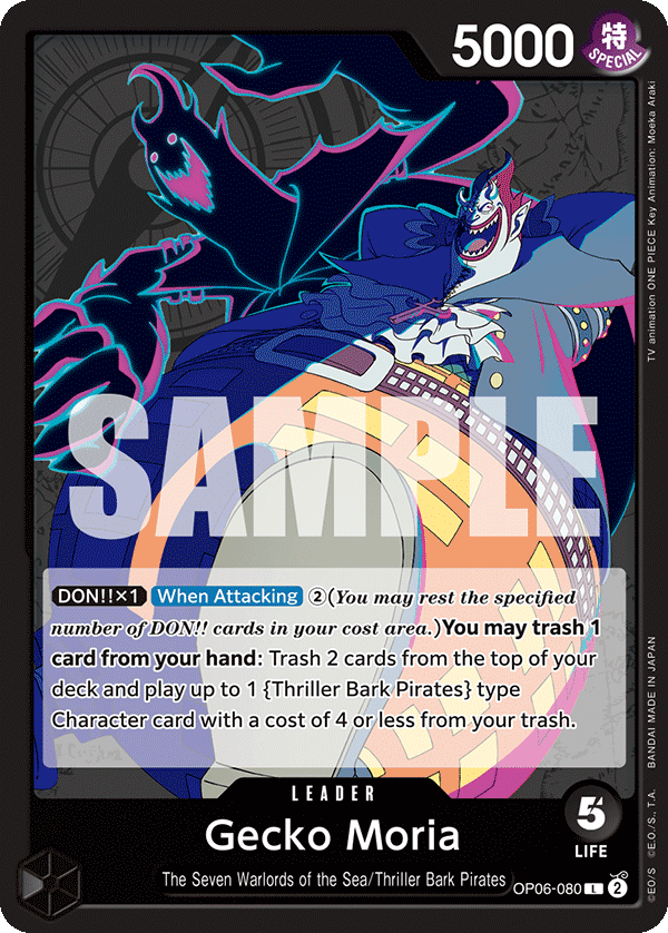 Carte Gecko Moria OP06-080 Leader — One Piece TCG OP-06 (Bandai)