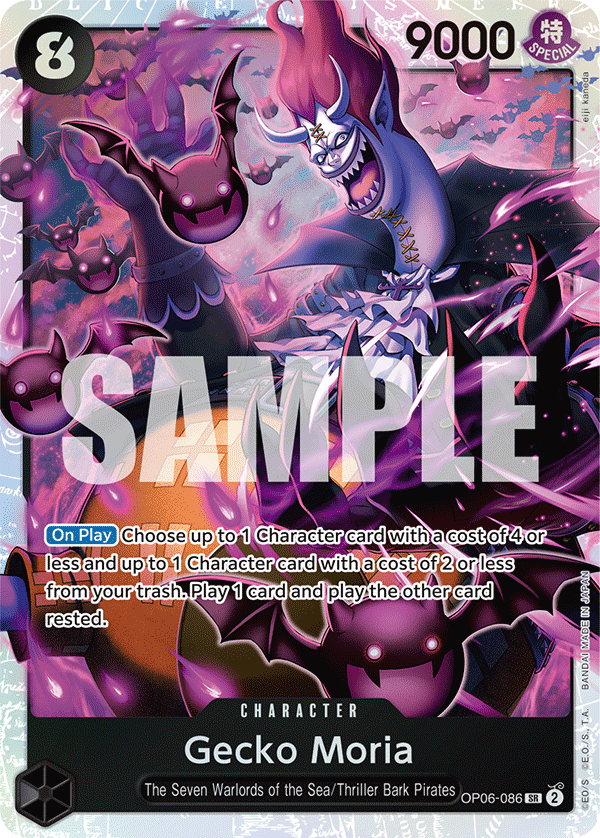 Carte Gecko Moria OP06-086 Super Rare — One Piece TCG OP-06 Wings of the Captain (Bandai)