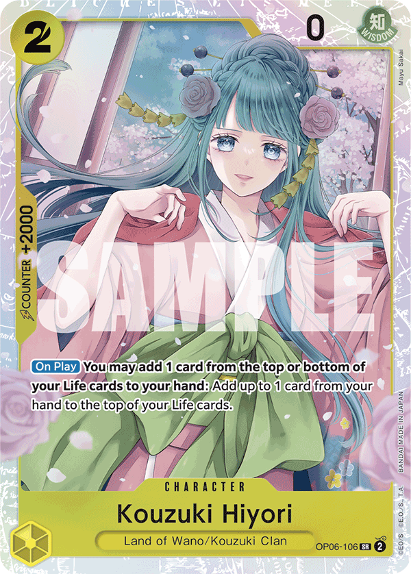 Carte Kouzuki Hiyori OP06-106_r1 Super Rare Serial — One Piece TCG PRB-01 The Best (Bandai)