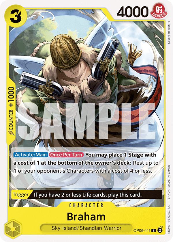 Carte Braham OP06-111 Common — One Piece TCG OP-06 Wings of the Captain (Bandai)