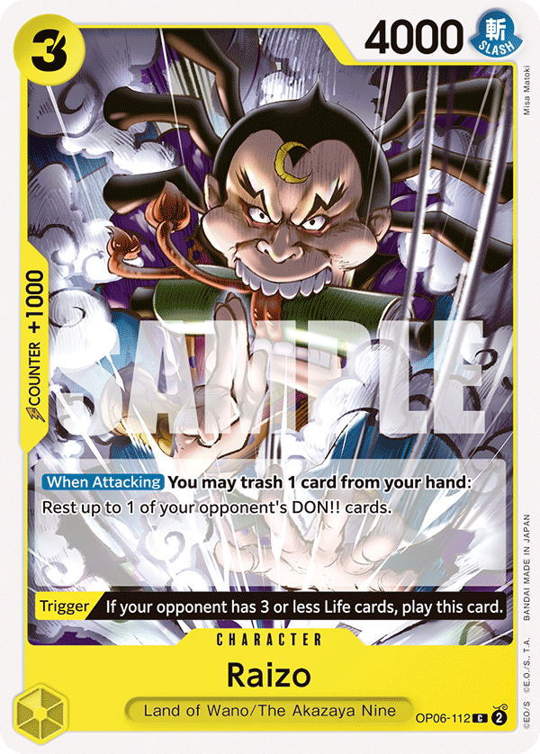 Carte Raizo OP06-112 Common — One Piece TCG OP-06 (Bandai)