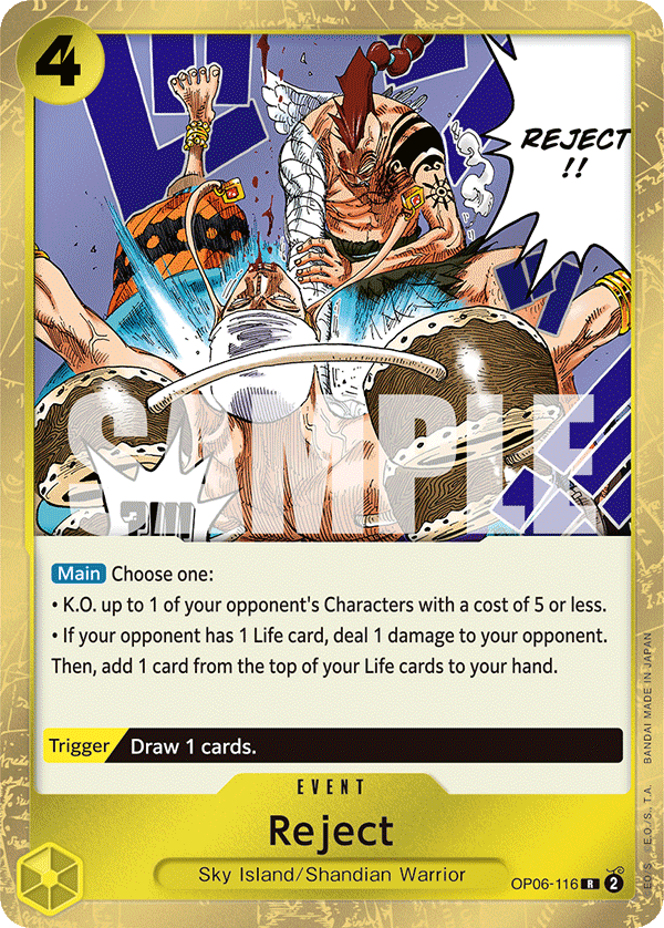 Carte Reject OP06-116 Rare — One Piece TCG OP-06 Wings of the Captain (Bandai)