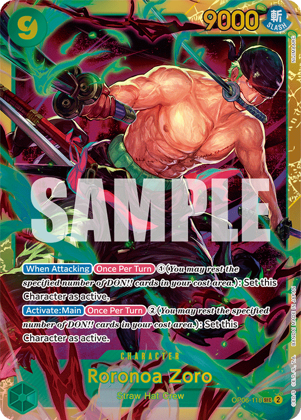 Carte Roronoa Zoro OP06-118 Secret Rare — One Piece TCG OP-06 Wings of the Captain (Bandai)