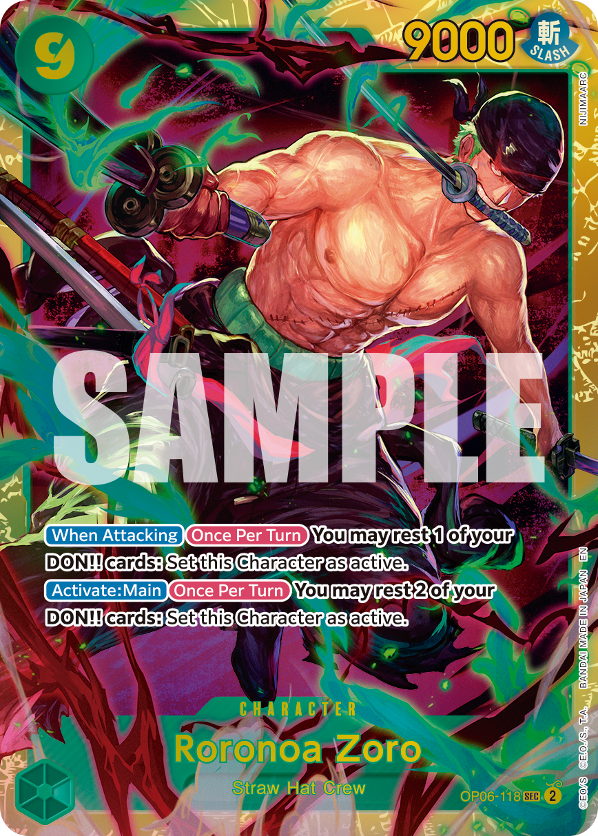 Carte Roronoa Zoro OP06-118_r2 Secret Rare Serial — One Piece TCG PRB-02 The Best Vol. 2 (Bandai)