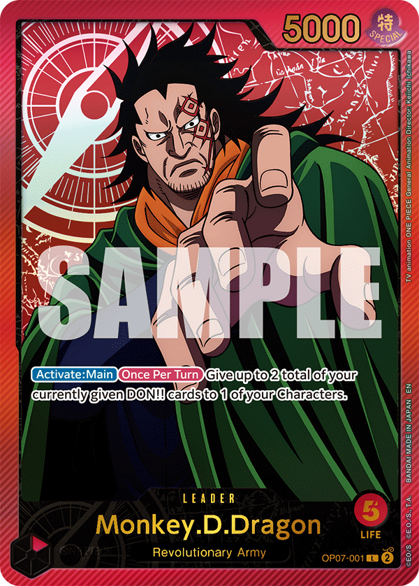 Carte Monkey.D.Dragon OP07-001_p2 Leader — One Piece TCG EB-02 (Bandai)