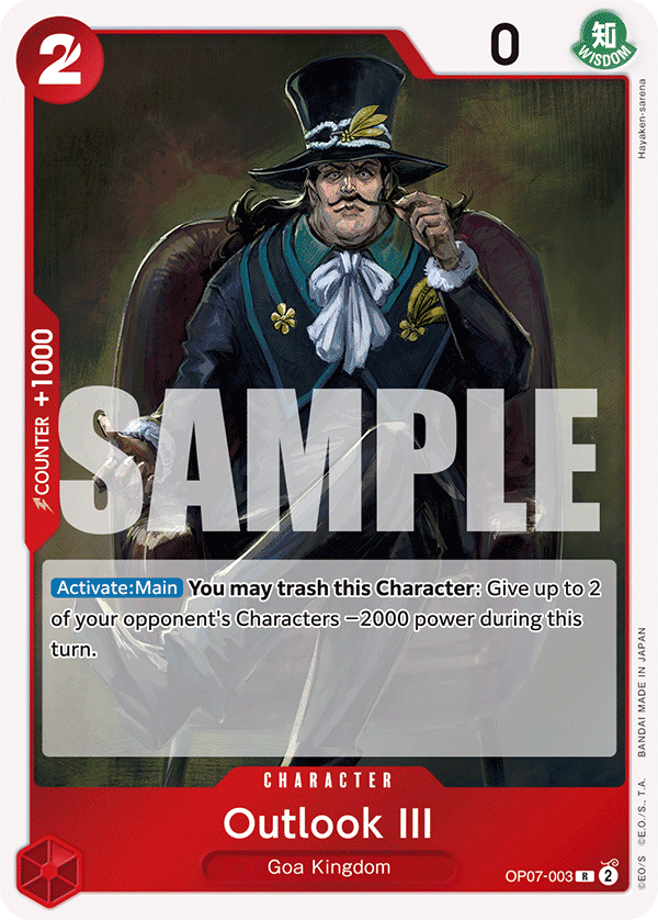 Carte Outlook III OP07-003 Rare — One Piece TCG OP-07 (Bandai)