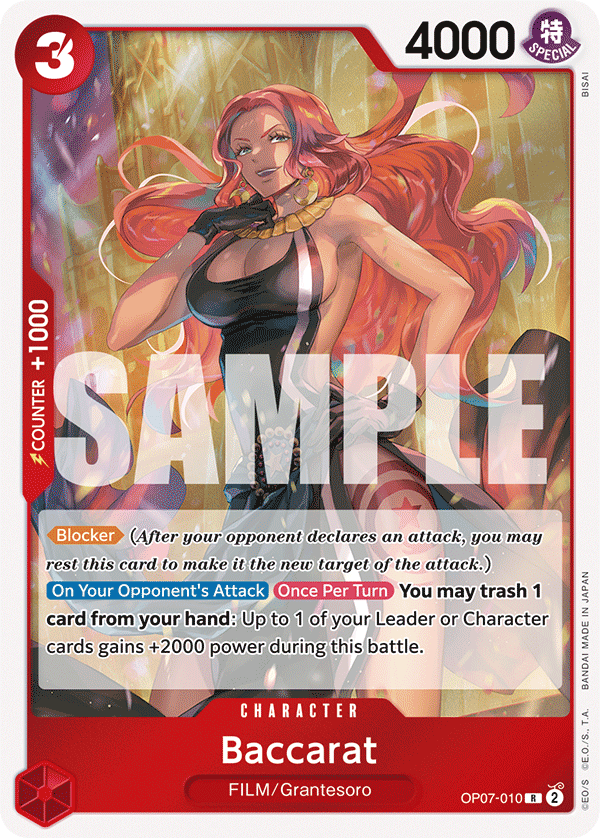 Carte Baccarat OP07-010 Rare — One Piece TCG OP-07 (Bandai)