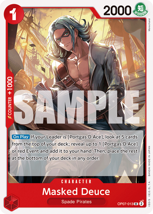 Carte Masked Deuce OP07-013 Uncommon — One Piece TCG OP-07 500 Years in the Future (Bandai)