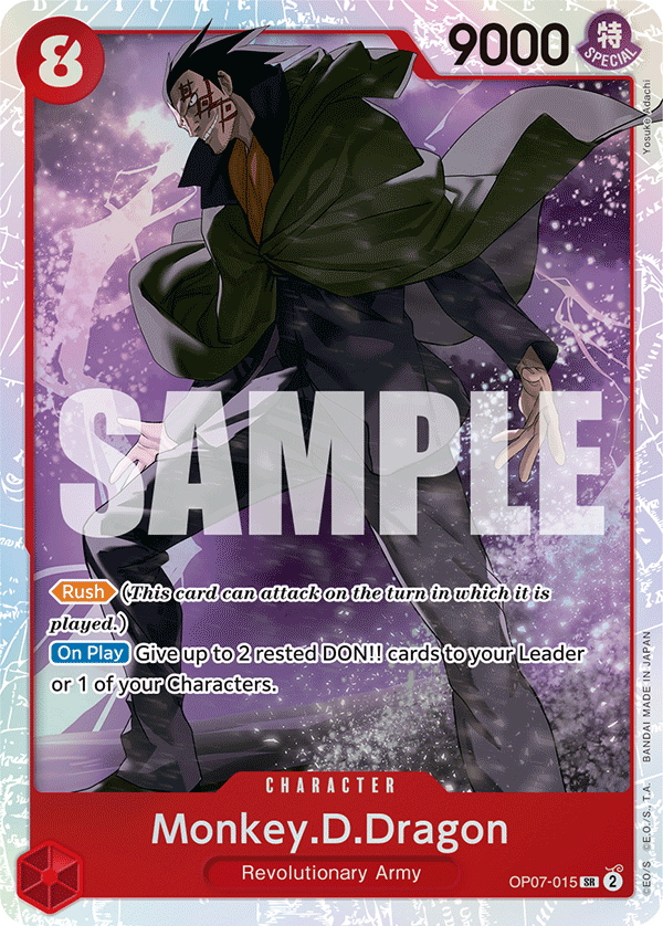 Carte Monkey.D.Dragon OP07-015 Super Rare — One Piece TCG OP-07 (Bandai)