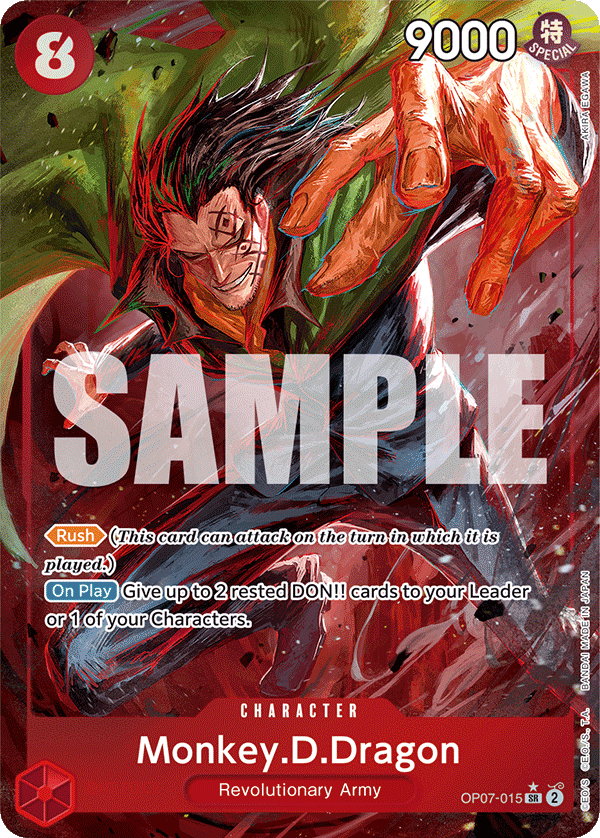 Carte Monkey D. Dragon OP07-015_p1 Super Rare — One Piece TCG OP-09 (Bandai)