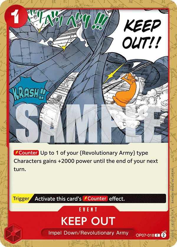 Carte KEEP OUT OP07-018 Common — One Piece TCG OP-07 500 Years in the Future (Bandai)