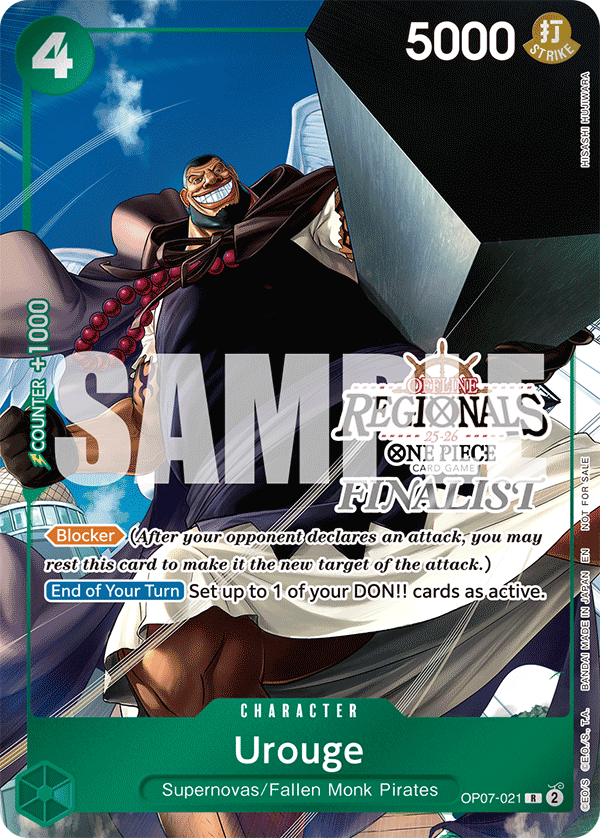 Carte Urouge OP07-021_p3 Rare — One Piece TCG PROMO-OP-07 (Bandai)