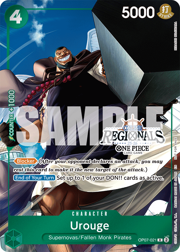 Carte Urouge OP07-021_p5 Rare — One Piece TCG PROMO-OP-07 (Bandai)