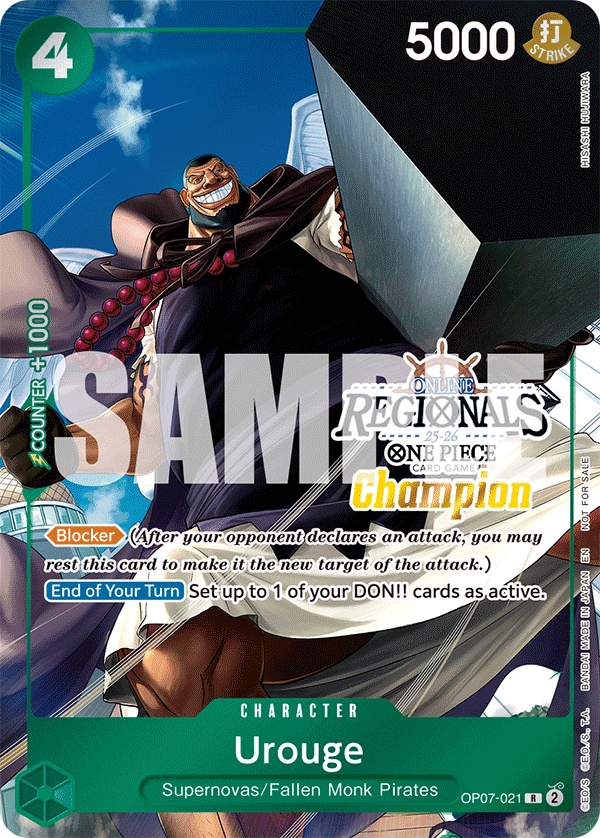 Carte Urouge OP07-021_p7 Rare — One Piece TCG PROMO-OP-07 (Bandai)